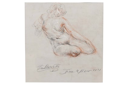 Frank Herbert Mason, American 1921-2009, Figure Study, Chalk and Ink on Paper