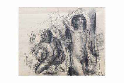 Manfred Henninger, 1894-1986, Nude Figures, Charcoal on Paper