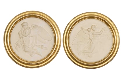 After Bertel Thorvaldsen, 1768-1844, Night & Day Porcelain Plaques