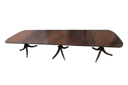 19th Century Georgian 3 Pedestal Dining Table