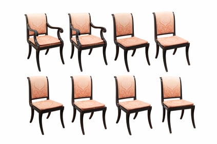 Set of 8 Baker Furniture Upholstered Webster Dining Chairs