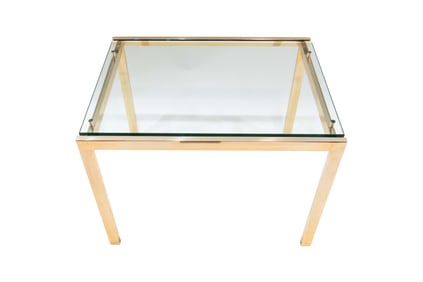 Deco Style Glass Top Brass Finish Coffee Table
