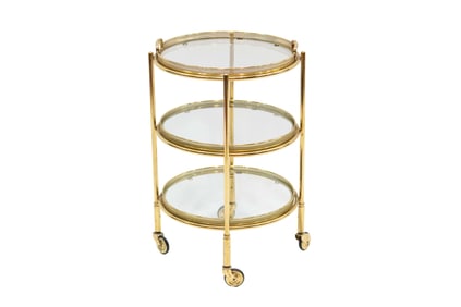 Deco Style Gold Metal/Glass Bar Cart/Side Car