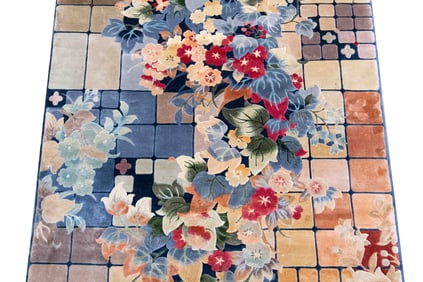 Chinese Handwoven Silk Floral Rug