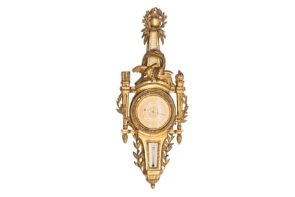 Antique French Rococo Gilt Carved Barometer