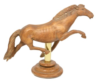 Carved Wood Horse Sculpture
