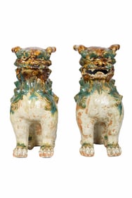 Pair of Early 20th Century Chinese Shisa Foo Dogs