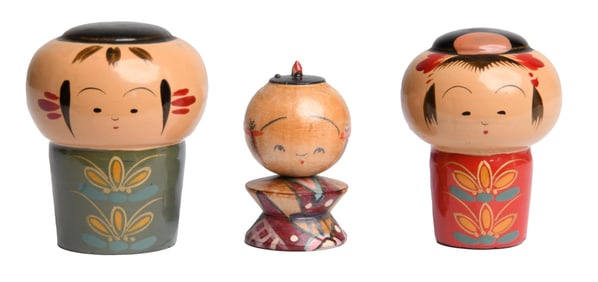 Group of 4 Kokeshi Dolls