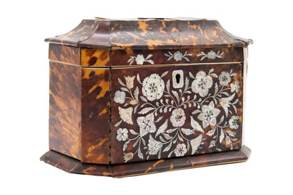 Inlaid Tortoise Shell Tea Caddy