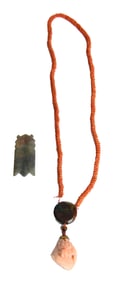 Jade Cicada Amulet, Ming Dynasty, Pink Coral Necklace