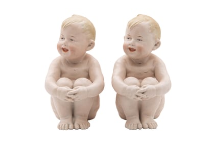 Pair of Bisque Porcelain Gebruder Heubach Piano Baby