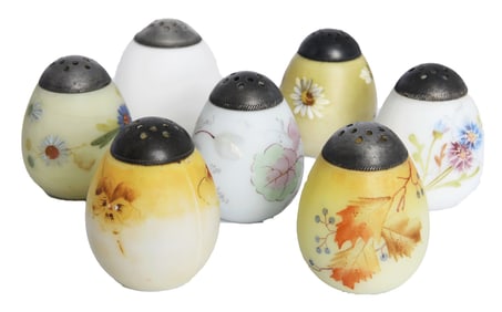 Group of 7 Mt Washington Victorian Egg Form Shakers