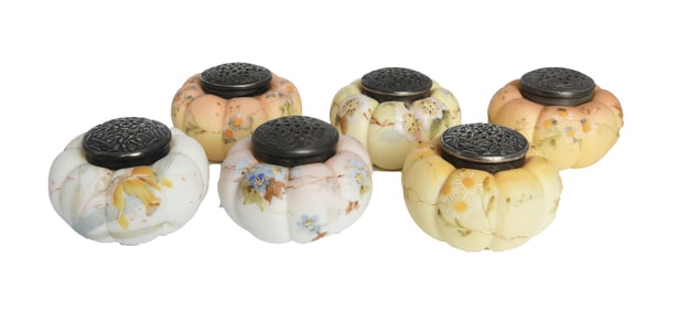 Group of 6 Mt Washington Victorian Melon/Tomato Form Shakers