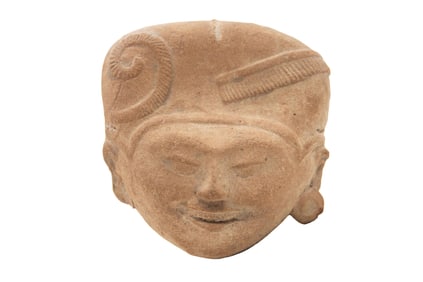 Pre Columbian Vera Cruz Smiling Pottery Sonriente Head on Stand