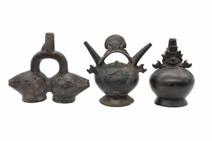 Group of 3 Pre-Columbian Sicán (Lambayeque) Chimú Pottery Vessels