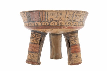 Pre-Columbian Chorotega Hand-Painted Terracotta Tripod Bowl