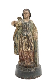 Early Continental Carved Gilt & Polychrome Saint Figure