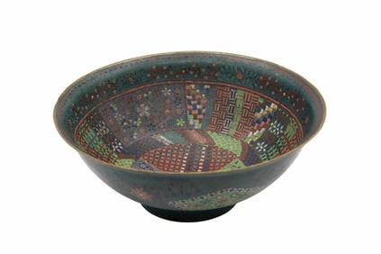 Large Rare Antique Japanese Cloisonné Enamel Bowl