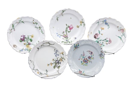 Group of 5 Antique Marseille Faience Earthenware Plates