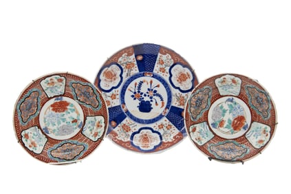 Group of Japanese Imari Plates, 2 with 6 Character Mark
