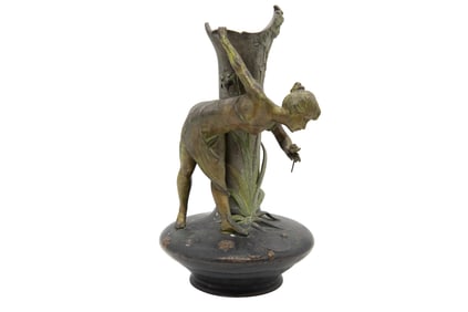 19th Century Art Nouveau Bronze Vase 'Picking a Waterlily'