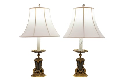 Pair of Neoclassical Style Lamps with Shades