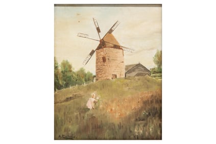 Early 20th Century Old Montreal Windmill Landscape, A Colvin