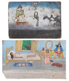 Group of Two Ex-Voto Mexican Retablos