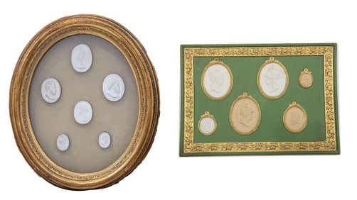 Group of Framed Cameos incl. Wedgewood