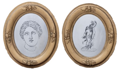 Pair of Mythological Oval Framed Works