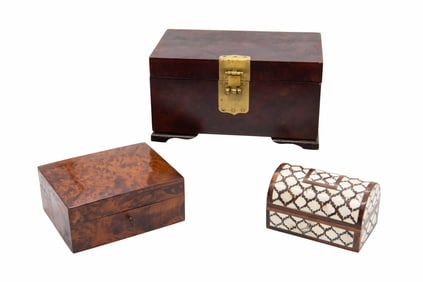 Group of 3 Antique Jewelry Boxes Chests