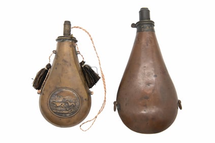 Group of 2 Antique Powder Flasks