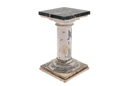 Marble Top Carved Pedestal Side Table