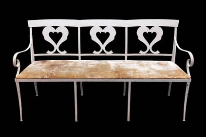 French Garden Seat with Upholstered Bench