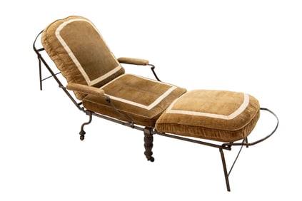 Antique Campaign Chaise Chair