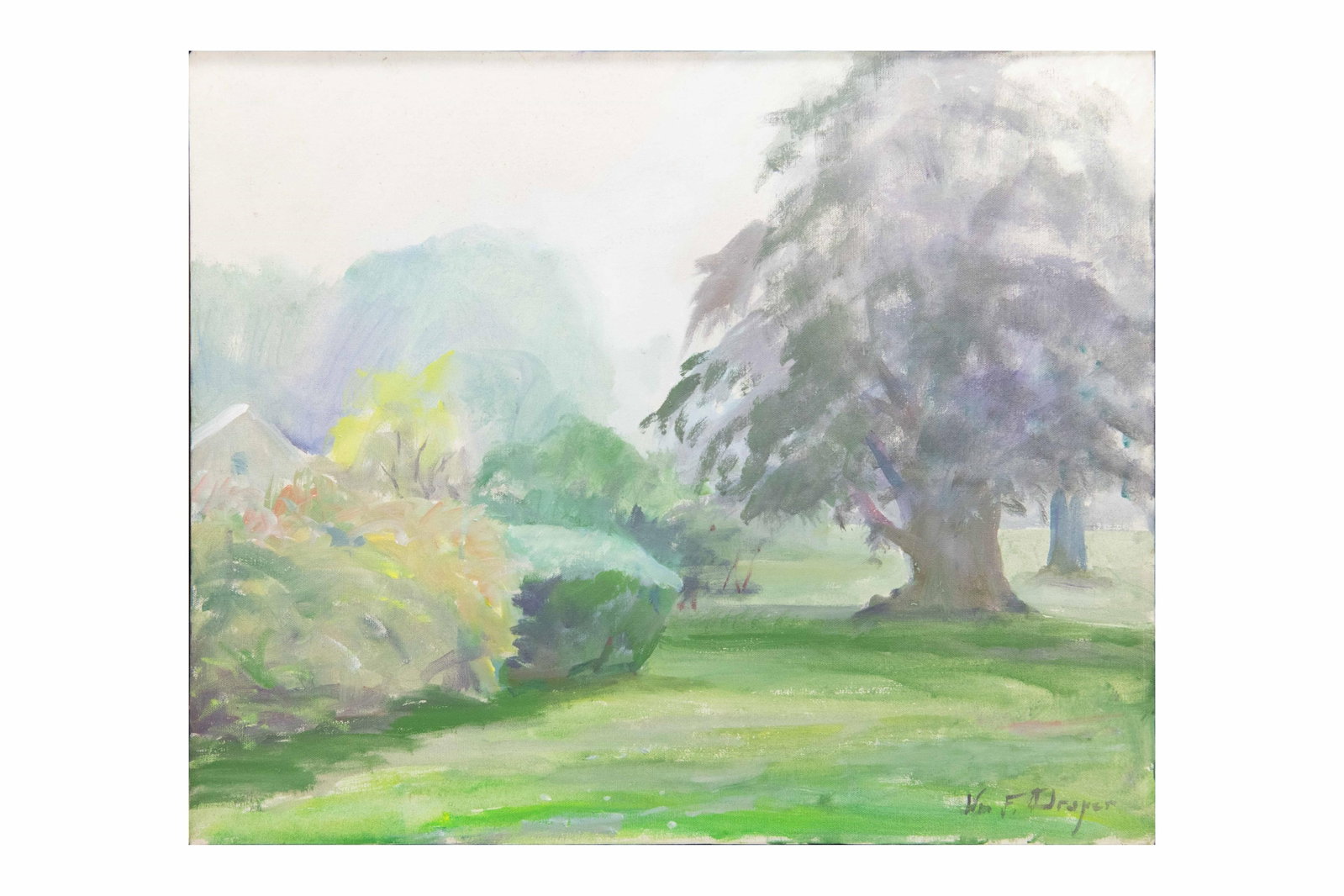 William Franklin Draper, American 1912-2003, Hamptons in the Fog, Oil on Canvas: William Franklin Draper American, 1912-2003 Hamptons in the Fog Oil on Canvas c.1968 Provenance: Artemis Gallery Unframed Size: 23.375" x 19.375" Framed Size:25.125" x 21.25" William Draper is