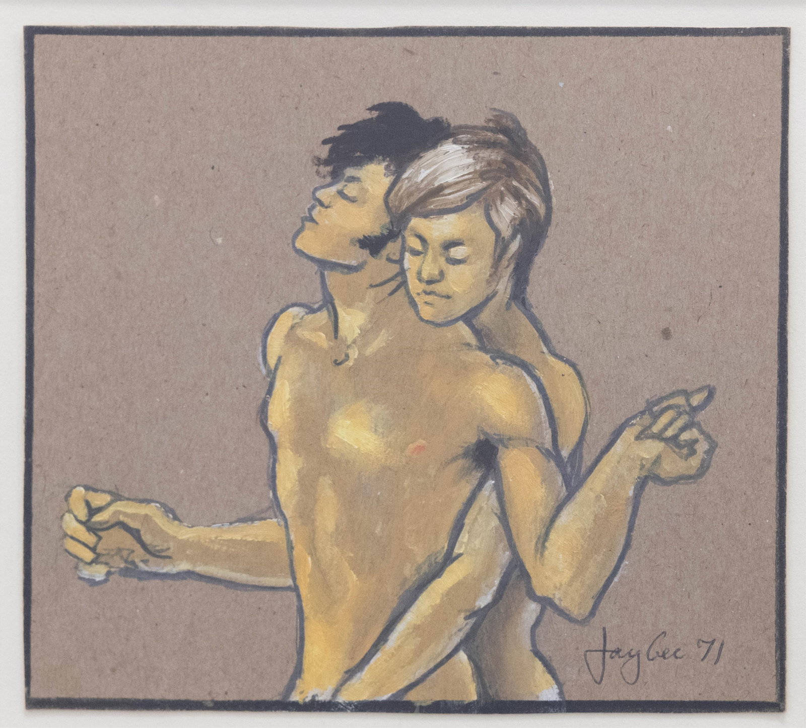 Jay Cee, Two Figures Embracing c.1971, Graphite and Oil Pastel on Paper (1 of 2)
