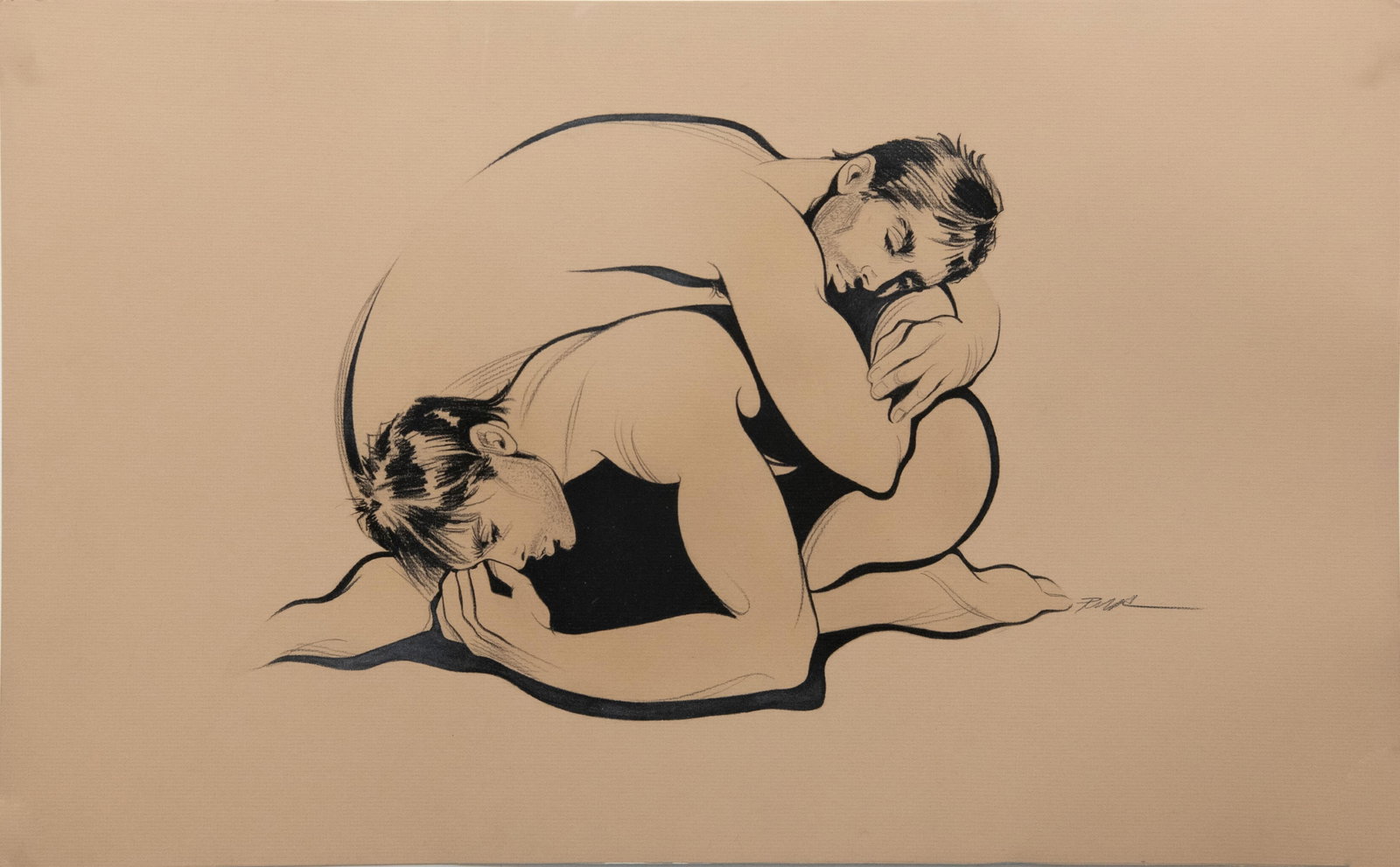 Robert W. Richards, 1941-2019, Entangled Male Forms: Robert W. Richards 1941-2019 Entangled Male Forms Approximate size: 20” H x 32” W Richards began his career as an illustrator in New York, sketching fashion collections for newspapers and 