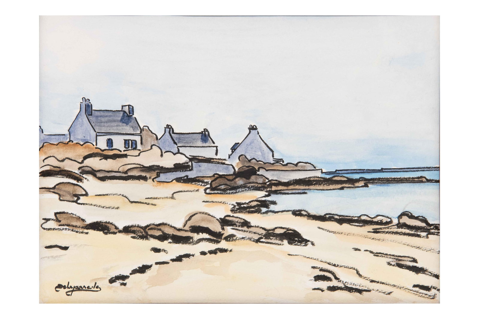 Gaston Henry Delaparede, 1908-1955, Seaside, Watercolor & Gouache (1 of 7)
