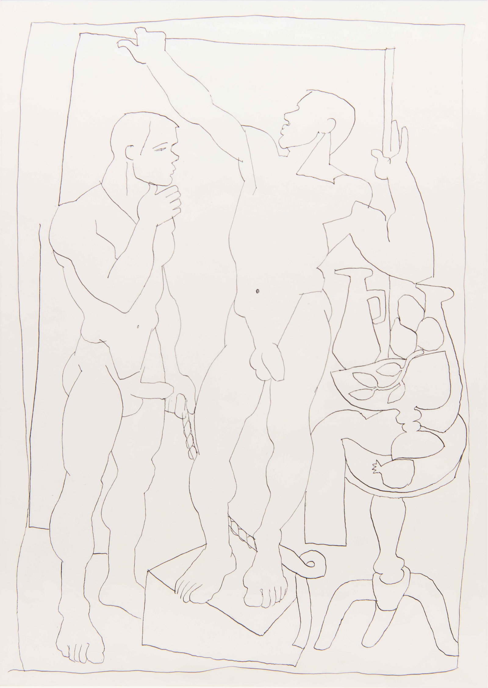 Cornelius McCarthy, 1935-2009, Still Life Naked Figures with Rope, Pen and Ink Drawing (1 of 4)