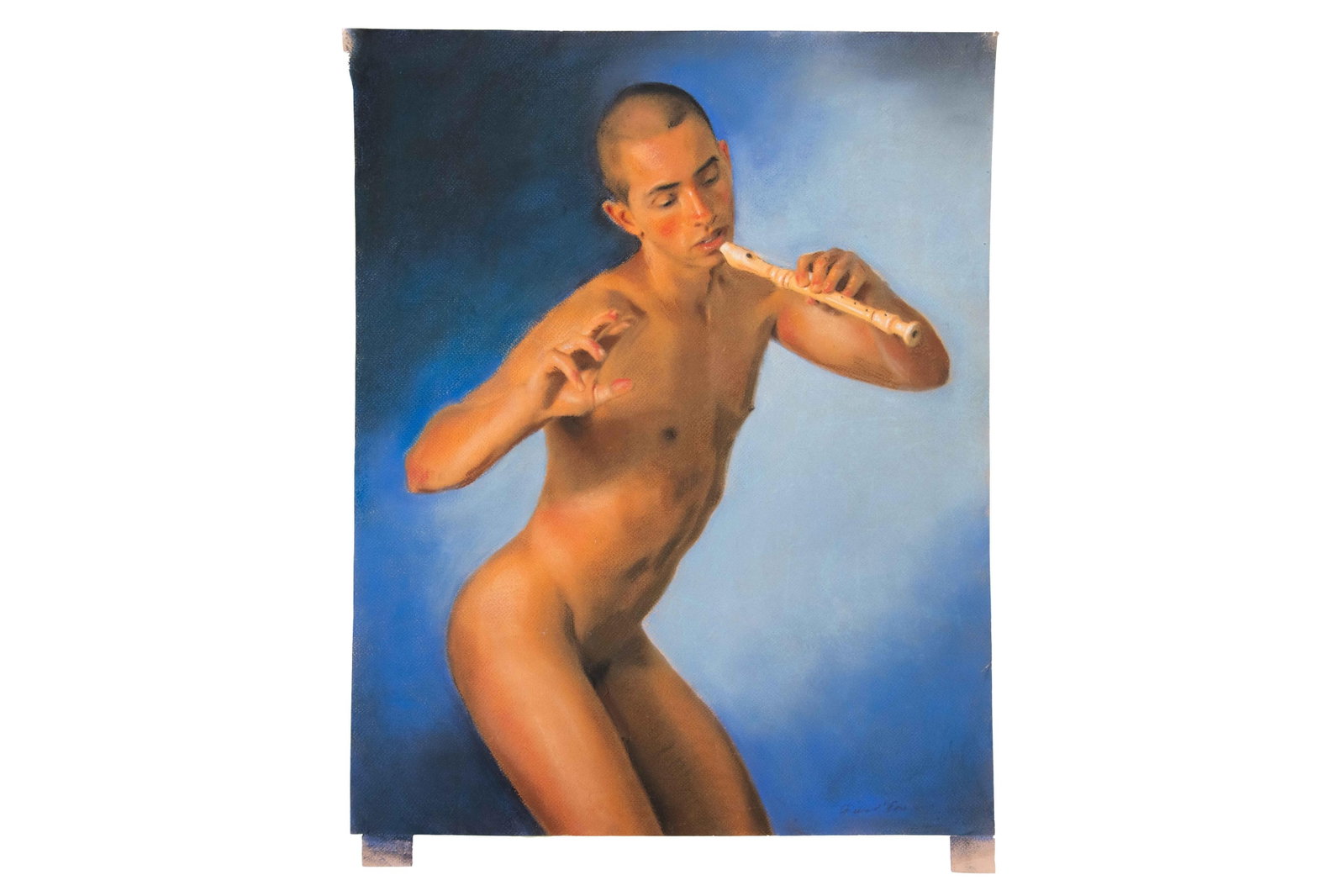 Felix D?Eon, Mexican , Portrait of Dante as Flautist, Pastel on Paper (1 of 7)