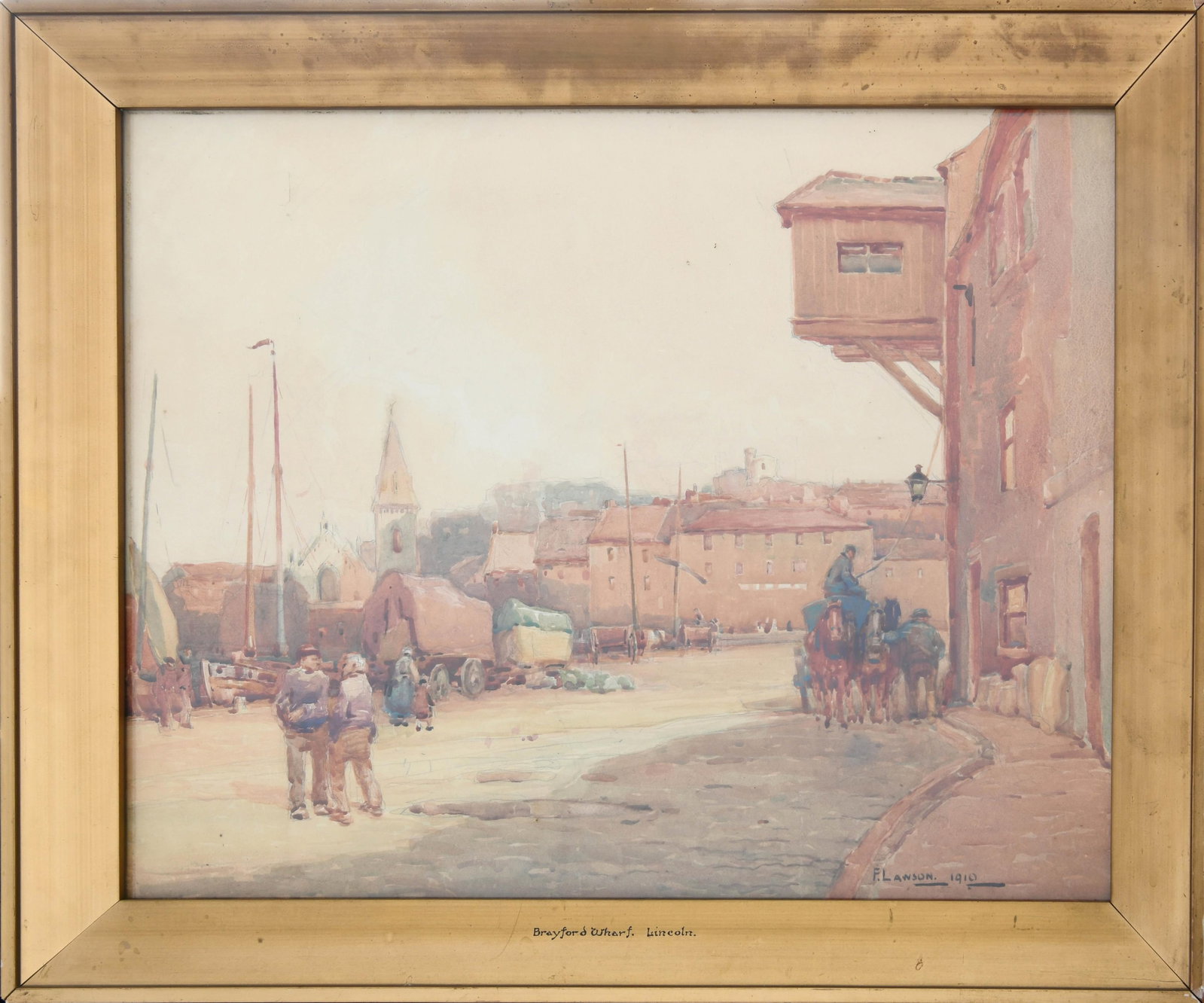 Frederick Lawson, 1888-1963, 'Brayford Wharf, Lincoln' Watercolor, Watercolor on Paper (1 of 3)