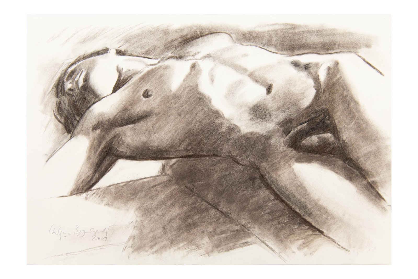 Nebojsa Zdravkovic, Serbian , Life Study I, Charcoal: Nebojsa Zdravkovic Serbian Life Study I Charcoal C.2009 Signed and dated bottom left COA included from Adonis Art Gallery London Approximate size: 15.75” H x 23.75” W