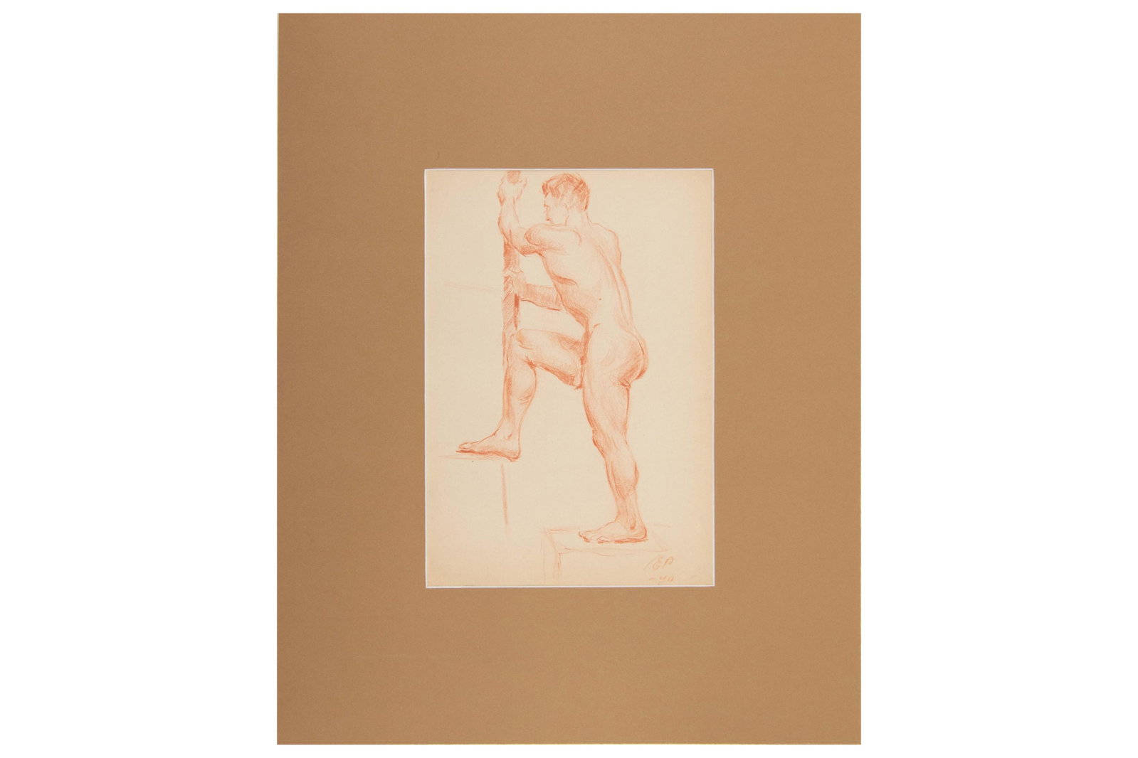 Figure Study of Male Nude, Sanguine Drawing (1 of 5)