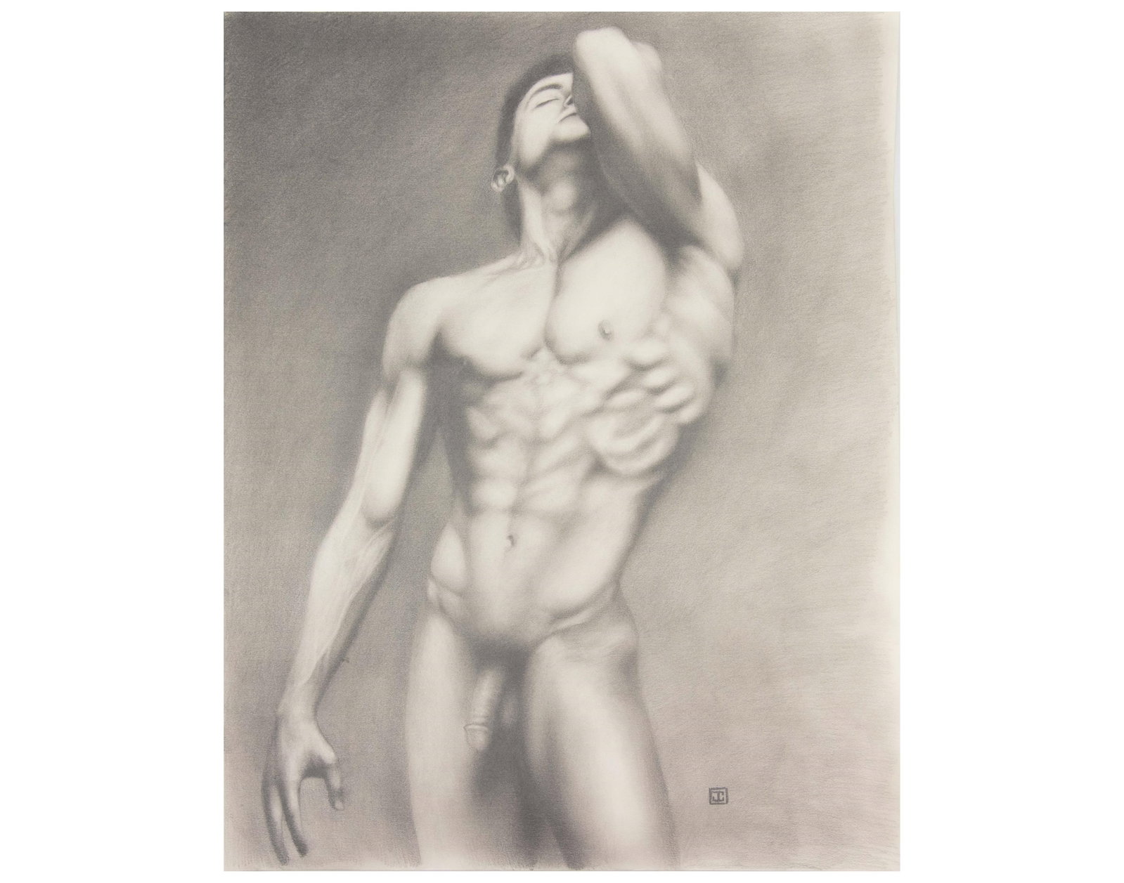 Jamen Chai, Honolulu , Frontal Nude, Graphite on Paper: Jamen Chai Honolulu Frontal Nude Graphite on Paper Approximate size: 23.5” H x 18” W