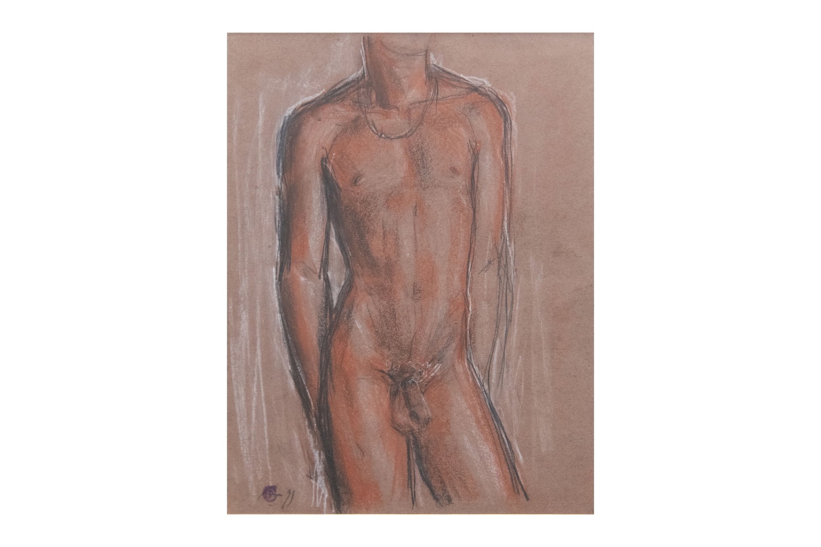 Jean-Xavier de Combeloup, Nude Untitled, Mixed Media: Jean-Xavier de Combeloup Nude Untitled Mixed Media Provenance: Galerie Au Bonhem du Jour Approximate image size: 12.25” H x 9.5” W Approximate frame size: 19.75” H 16.5” W