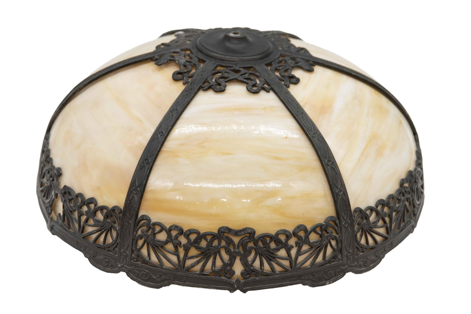 Antique Domed Art Nouveau Cream Stained Glass Lamp (1 of 6)