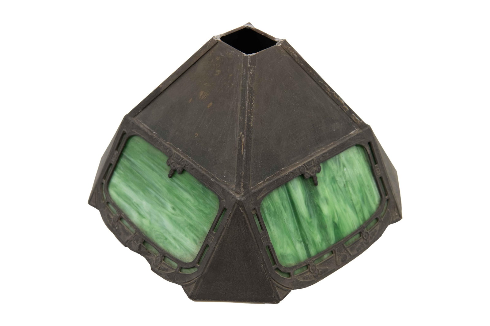 Antique Slag Glass Art Nouveau Lamp Shade: Antique Slag Glass Art Nouveau Lamp Shade Approximate size: 11.75” W x 12” D