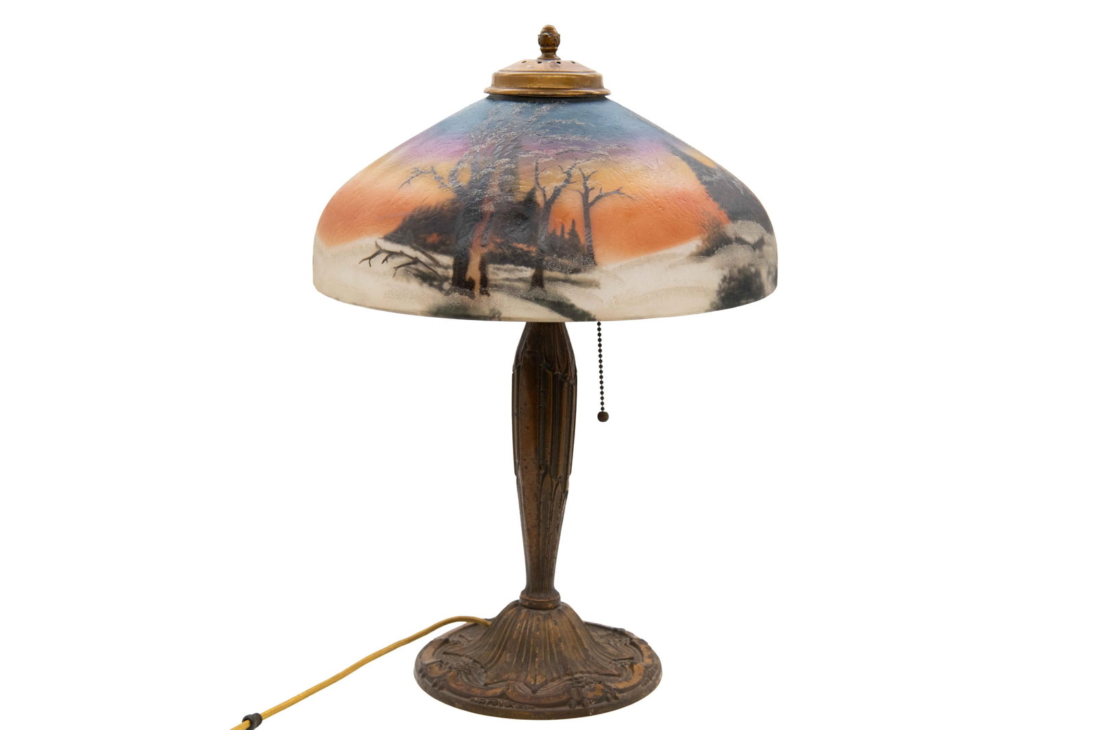 Reverse Painted Snowy Landscape Table Lamp (1 of 10)