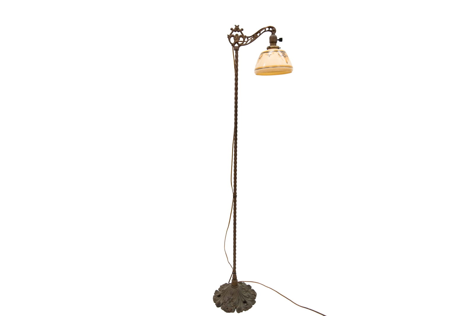 Art Nouveau Style Floor Lamp: Art Nouveau Style Floor Lamp Any lamp wiring is offered strictly as found. No guarantee is made as to the condition, safety, or operability of electrical components, and all lamps are sold as-is. Appr